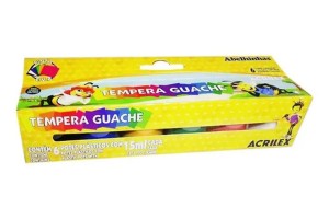 TEMPERA GUACHE ACRILEX COM 6 CORES