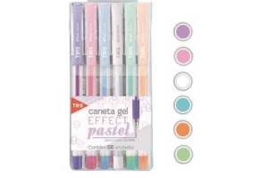 CANETA GEL EFFECT PASTEL 6COR CJTO TRIS