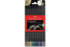 LAPIS DE COR ECOLAPIS SUPERSOFT FABER CASTELL 12 CORES METALICAS