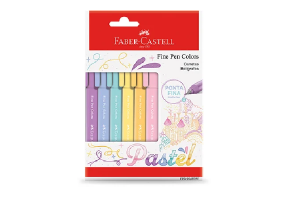 KIT CANETA FINE PEN COLORS C/ 6 CORES PASTEL FABER CASTELL