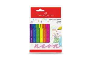 KIT CANETA FINE PEN COLORS C/ 6 CORES NEON FABER CASTELL